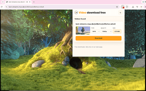 Video Downloader - Free & Reliable :: Detect user-selected HLS/M3U8, MP4, and WebM media in the active tab and save it through a browser-based task page.