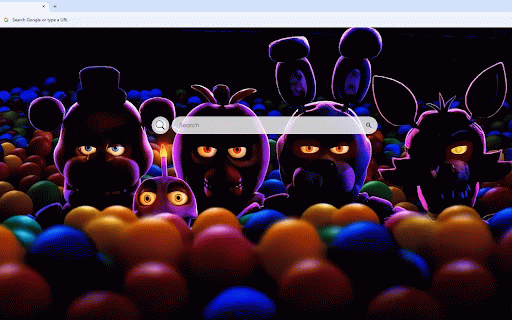 Five Nights at Freddy's Live Wallpaper :: Spooky FNAF animatronics emerge from colorful ball pit with glowing eyes in dark atmosphere.