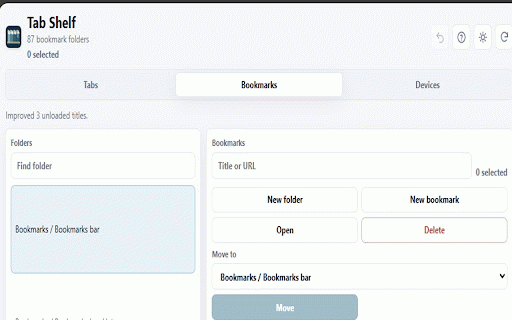 Tab Shelf :: A side-panel shelf for open Chrome tabs: inspect, sort, bookmark, close, and reopen recent closes.