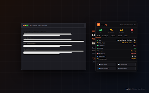 PageIQ – Page Intelligence :: Instant SEO, heading hierarchy, schema and CRO audit for any page.