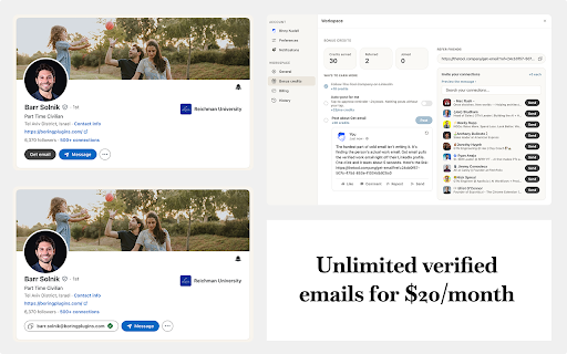 Get email :: Get a verified work email for anyone on LinkedIn in one click.