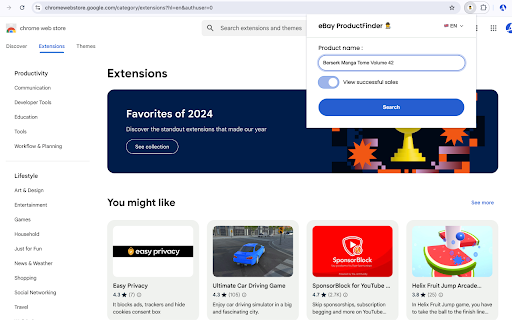eBay ProductFinder :: Search for products and view their successful sales history on eBay!