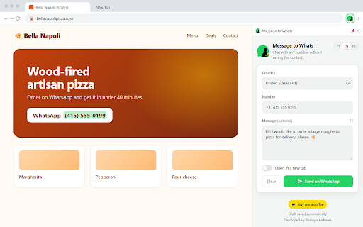 Message to Whats :: Send WhatsApp messages to any number without saving the contact.