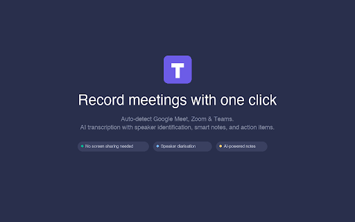 TaskFlow Meeting Recorder :: Auto-detect meetings and record with AI note-taking. Captures audio silently — no screen-sharing dialog.