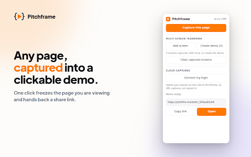 Pitchframe Capture :: Capture the page you are viewing and turn it into a Pitchframe interactive demo, then share a /d/ link.