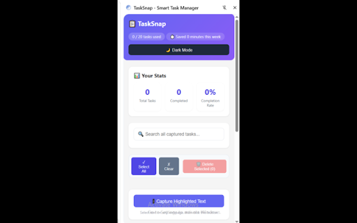 TaskSnap - Smart Task Manager :: Capture tasks from any webpage without leaving your tab. Save time and stay focused.