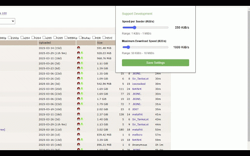 Time Estimator for Torrent Downloads :: Adds Estimated Time of Download (ETD) calculations to torrent website search results. Currently supports TPB.