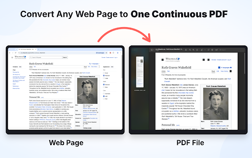 Download webpage as PDF :: Download webpage as PDF directly from Chrome—save pages as one continuous PDF or a multi-page document.
