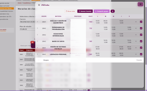 IPNProfes — Horarios, Calificaciones & Eval Docente :: Consulta calificaciones de profesores del IPN, genera horarios sin conflictos