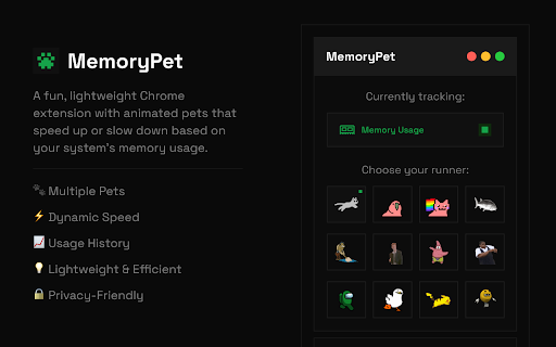 MemoryPet - Animated Pets for Your Toolbar :: A cute animated pet in your toolbar that reacts to your system memory usage.