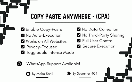 CPA Copy Paste Anywhere :: Enable Copy & Pasting on Every Website