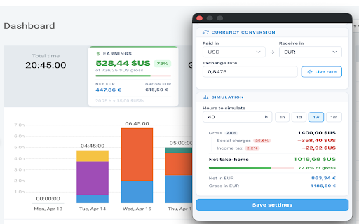 Clockify Salary Calculator :: Display your salary earnings next to total time on the Clockify dashboard.