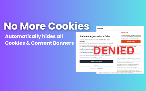No More Cookies - Free Cookie Consent Remover :: Automatically remove cookie pop-ups and consent banners.