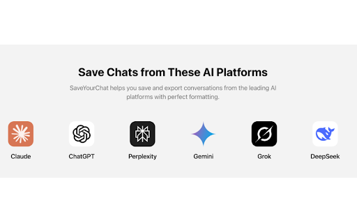 Save Your Chat - AI Conversation Exporter :: 🚀 Download Claude, Perplexity, ChatGPT and Google knowledge into markdown files!