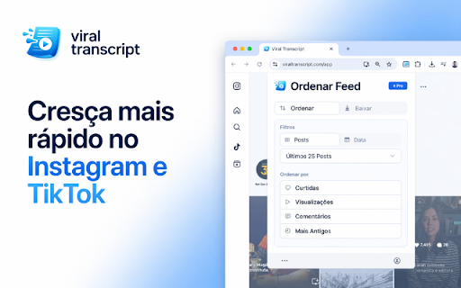 TranscriptViral :: Sort, download & transcribe Instagram Reels and TikToks.