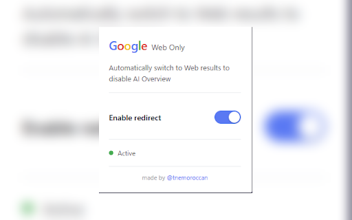 Google AI Overview Disabler :: Automatically switches to Google Web results to disable AI Overview