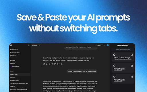 SuperPrompt - AI Prompt Saving Tool :: Save & paste your AI prompts without switching tabs.