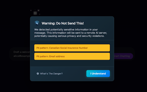 Iron Book GenAI Guard :: Detects PII/secrets in ChatGPT, Gemini, Perplexity, and other GenAI prompts locally - your data is not sent anywhere.