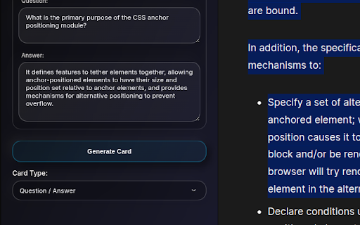 Web to Anki :: A simple extension to create Anki cards from web content.