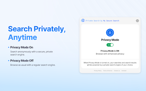 Private Search by My Secure Search :: Easily switch between private and non-private search modes with the Private Search by My Secure Search browser extension.