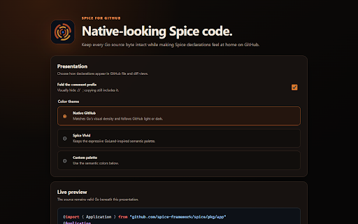 Spice for GitHub :: Render valid Spice declaration comments as native, highlighted annotations on GitHub.