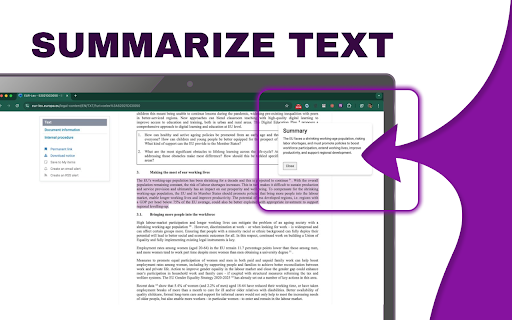 Summarize text :: Use Summarize Text for quick, clear summaries — a Chrome summarize tool that shortens and humanizes text in one click.