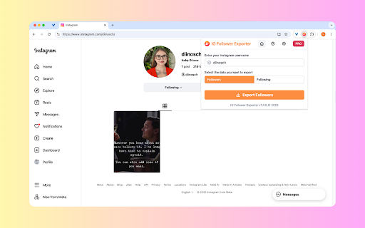 IG Follower Export tool - Download Instagram Follower List :: Scrape instagram followers/following and export ig followers/following, save to csv/excel/json format