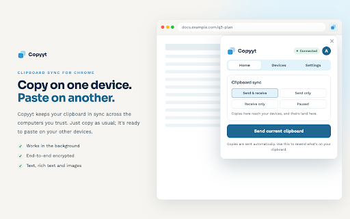 Copyyt - Seamless clipboard sync :: Sync copied text and images across your devices, end-to-end encrypted.