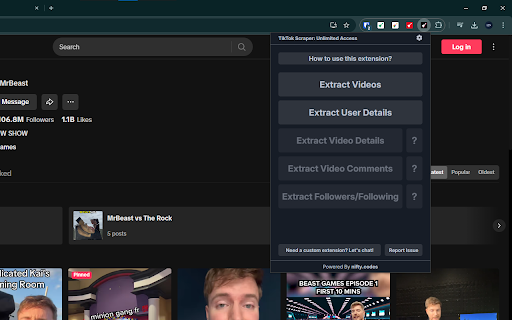 TikTok Scraper: Export Users, Posts, Comments & more :: Scrape Search, FYP, Explore, and more from TikTok, with options to export in formats such as CSV, Excel, JSON, and others.
