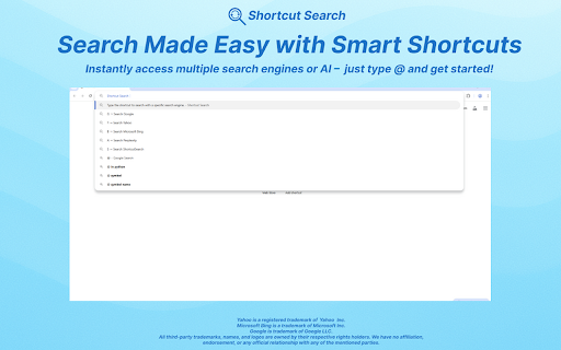 Shortcut Search :: Shortcut Search lets you search on Google, Yahoo, Perplexity and more using shortcuts in your address bar.