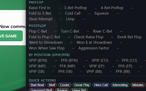 PokerNow HUD :: Real-time stats and analysis for PokerNow