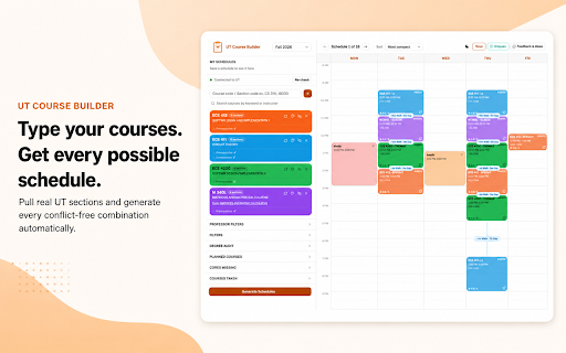 UT Course Builder :: Schedule planner for UT Austin students — generates conflict-free course combinations from the registrar.