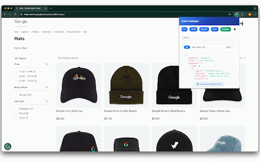 Event Validator :: Validate GA4 and dataLayer events in real time. Helps marketing teams track, inspect and debug events without code.