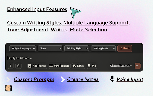 Claude ToolKit - Custom Prompts | Chat Export, Voice | Notes & Folders :: Enhance your AI chats with 165+ custom prompts, webpage search, voice input, Notes and folder organization