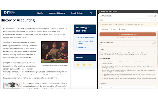 Accounting Study Buddy :: Accounting Chrome extension: one-click summaries, lemonade examples, calm explanations, and exam-style quizzes. Free to start.