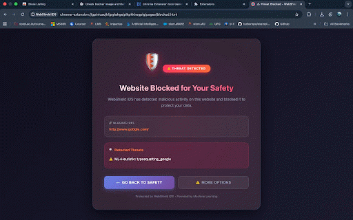 WebShield IDS :: Real-time browser intrusion detection and phishing protection powered by machine learning.