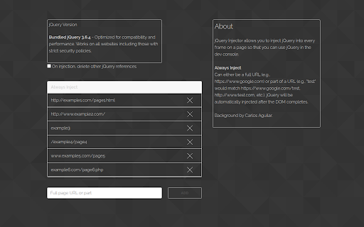 jQuery Injector :: Inject jQuery into all frames on any page.