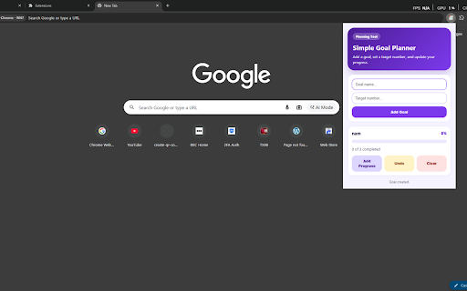 Simple Goal Planner :: Create simple personal goals and track their progress in a browser popup.