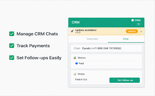 WhatsApp CRM :: CRM sidebar for WhatsApp Web - organize chats, set reminders, and reply faster