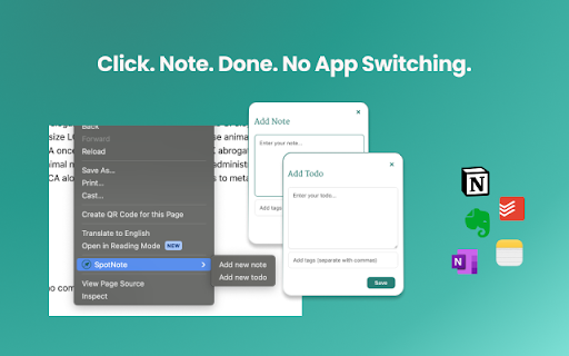 SpotNote :: Take quick notes and manage todos while browsing