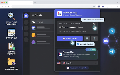 Discord Token Manager — ForwardMsg :: Extract and manage your Discord authorization token. By ForwardMsg.