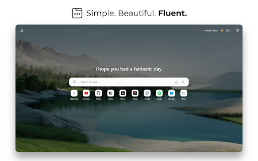 Fluent New Tab :: A minimalist, customizable New Tab page inspired by Fluent Design.