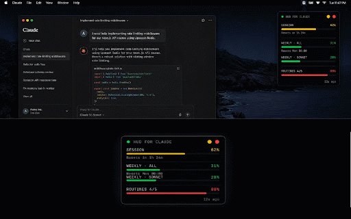 Claude Usage Tracker — HUD :: Displays your Claude.ai usage stats on your desktop as a floating HUD. Requires the HUD for Claude Mac app.