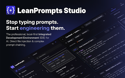 LeanPrompts Studio - AI Prompt IDE :: Professional, local-first development environment for AI prompts.