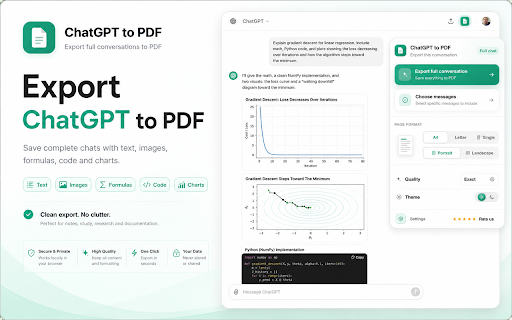 ChatGPT to PDF :: Use ChatGPT to PDF extension to save chatgpt as pdf, print, or export chatgpt conversation in one click.