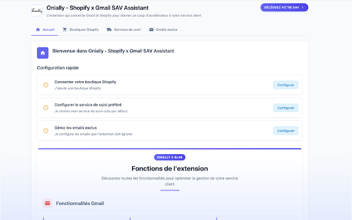 Onially x 8lab - Gmail SAV assistant pour Shopify :: Affichez les informations Shopify directement dans Gmail