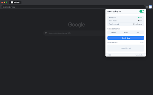 NoShoppingList - Bookmark Folder Cleaner :: Auto-remove Shopping List, Reading List & unwanted Chrome folders. Keep your bookmarks clean and organized. Set once, forget forever