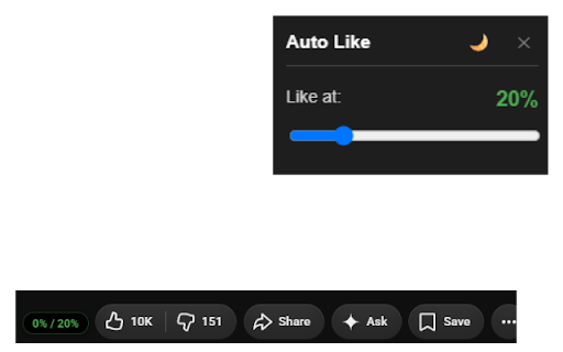 Auto Like :: Auto Like is a clean extension designed to automatically like YouTube videos after reaching a customizable percentage of watch…