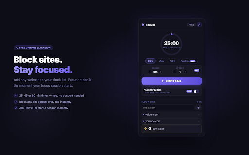 Website Blocker & Focus Timer — Focusr :: Block distracting sites and stay focused. Free & Pro plans available.