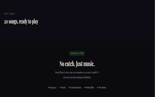Grand Piano :: Play a beautiful piano. Search built-in songs and watch the keys animate!